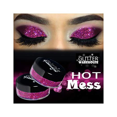 Amazon.com : GlitterWarehouse Hot Mess Pink Holographic Loose Glitter Powder for Eyeshadow, Makeup, Nail Art, Body Tattoo : Beauty
