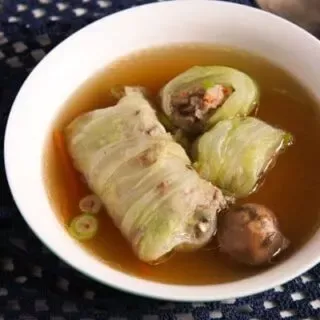 Asian Stuffed Napa Cabbage in Ginger Broth - Where Is My Spoon