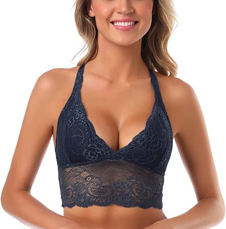 SHEKINI Women's Lace Push-up Bra Floral Breathable Bralette Wire Free Racerback Sexy Bra at Amazon Women’s Clothing store