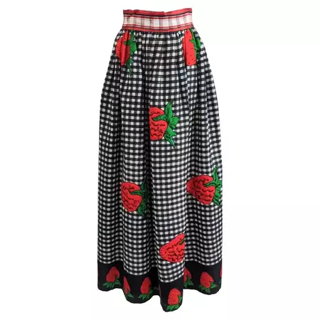 Sequin Accented Strawberry Hostess Skirt For Sale at 1stDibs | tartan hostess skirt