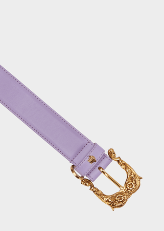 Versace Baroque Buckle Leather Belt for Women | US Online Store