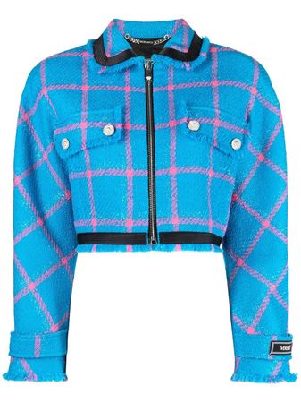 Versace check-pattern Cropped Tweed Jacket - Farfetch