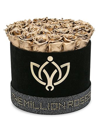 Shop The Million Roses Pink Gold & Black Roses In Hexagon Black Mirror Box | Saks Fifth Avenue