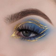 metallic blue gold makeup