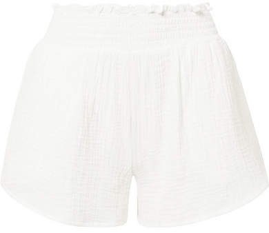 The Henri Cotton-seersucker Shorts - White