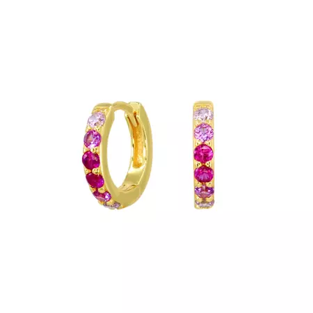 Pink Ombre Gold Hoop Earrings | Lucky Eleven | Wolf & Badger