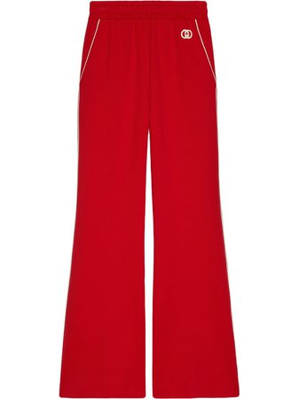 Gucci double G embroidery wide-legged trousers red 655177XJDEL - Farfetch