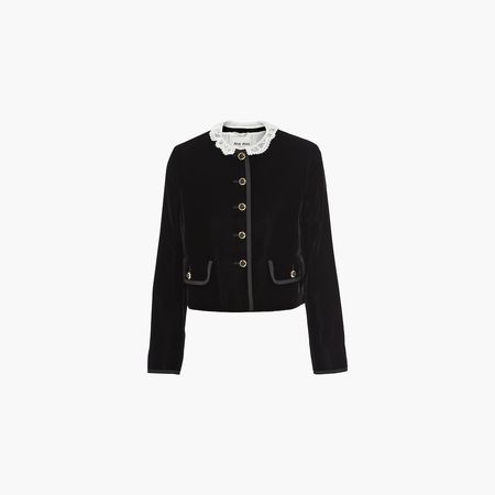 Single-breasted velvet jacket Black | Miu Miu