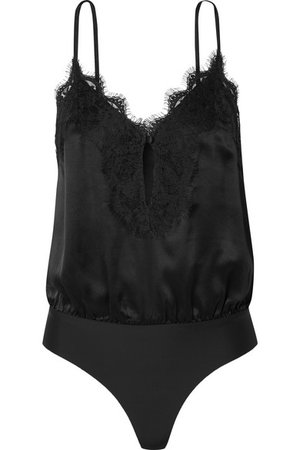 Cami NYC | The Iris lace-trimmed silk charmeuse and stretch-jersey thong bodysuit | NET-A-PORTER.COM