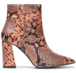 Snake-effect Leather Ankle Boots