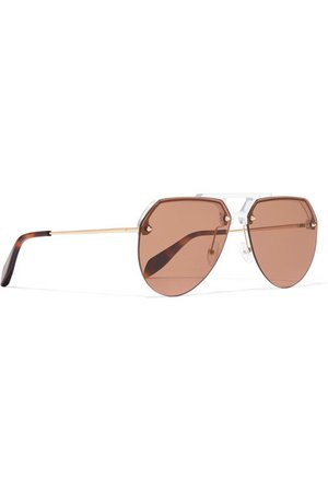 Alexander McQueen | Aviator-style acetate and gold-tone sunglasses | NET-A-PORTER.COM