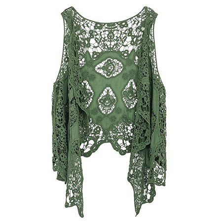 Jastie Open Stitch Cardigan Boho Hippie Butterfly Crochet Vest (ArmyGreen) at Amazon Women's Coats Shop