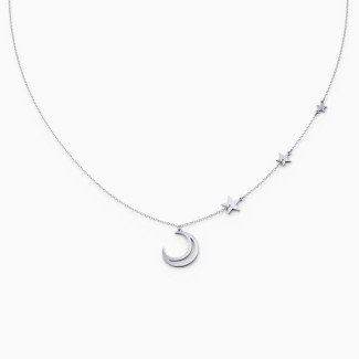 Sterling Silver Moon and Stars Charm Necklace | Lee Fiori