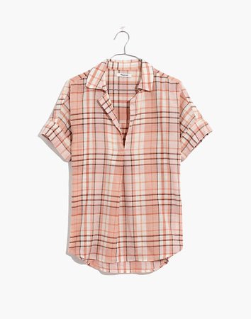 Park Popover Shirt in Plaid pink