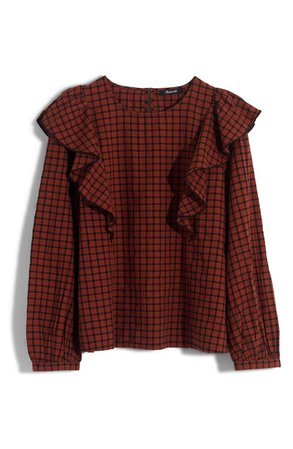 Madewell Plaid Ruffle Front Top | Nordstrom