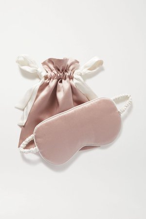 Pink Reversible silk-satin eye mask | Olivia von Halle