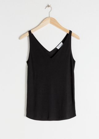 Ribbed V-Neck Top - Black - Tanktops & Camisoles - & Other Stories