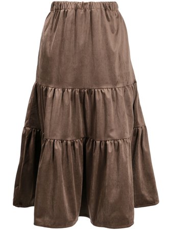 b+ab velvet-effect Tiered Skirt - Farfetch
