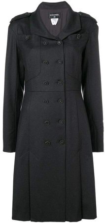 Pre-Owned box pleats flared coat
