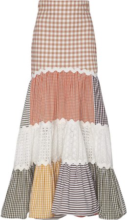 Silvia Tcherassi Petrona Cotton Patchwork Maxi Skirt Size: S