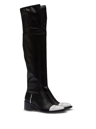 Miu Miu contrast toecap over-the-knee boots black 5W277DFA0503LDY - Farfetch