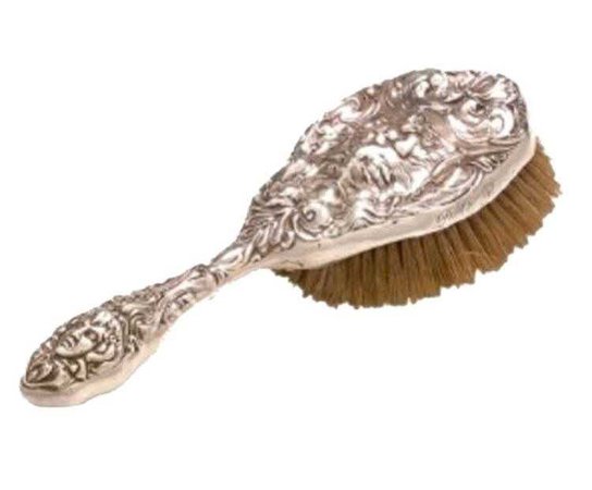 victorian style vintage silver hair brush