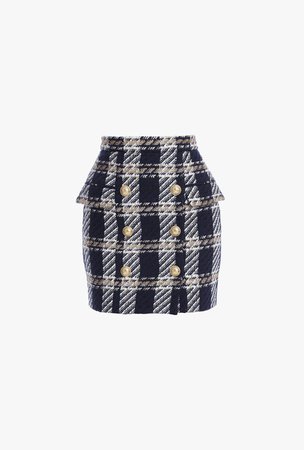 Short double-breasted tweed skirt