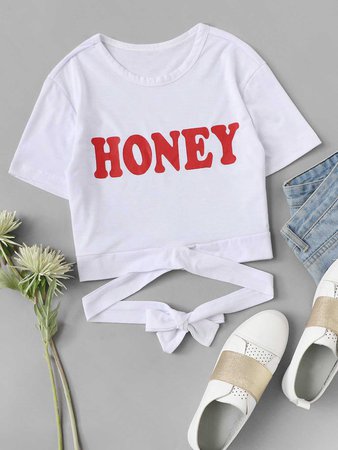 Honey Cross Tie Crop T-Shirt