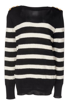 Button Striped Sweater by Balmain | Moda Operandi