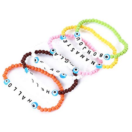 Amazon.com: TraveT Acrylic Alphabet Letter Beads Bracelet DIY Elastic Beaded Bracelet for Womem Girls Colorful Handmade Chain Bracelet Jewelry Gift 1 Set