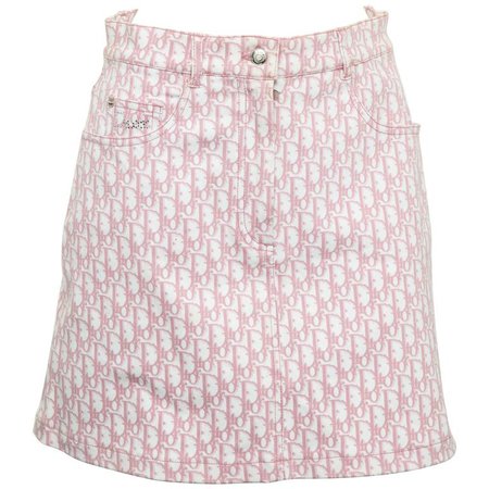 John Galliano for Christian Dior Pink Trotter Logo Skirt For Sale at 1stdibs