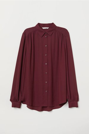 Long-sleeved Blouse - Burgundy - Ladies | H&M US