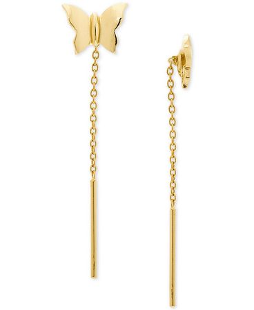 Giani Bernini Butterfly Threader Drop Earrings in 18k Gold-Plated Sterling Silver, Created for Macy's (Also in Sterling Silver) - Macy's
