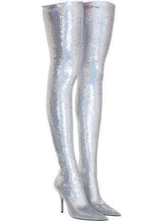 silver thigh high boots balenciaga - Google Search