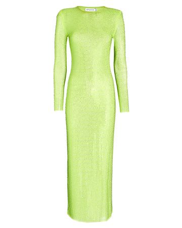 Self-Portrait The GG Midi Dress In Green | INTERMIX®