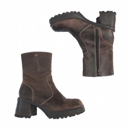 skechers brown leather platform boots