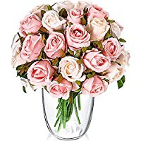 Amazon.com: 24 Pieces Artificial Rose Flowers Faux Silk Rose Flower with Leaves and Stems Real Looking Roses Fake Rose DIY Bouquets for Wedding Bridal Shower Centerpieces Party Home Decor (White and Light Green) : Home & Kitchen