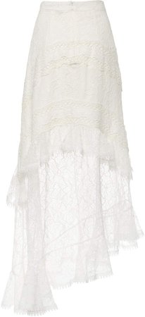 Firuza Asymmetrical Lace Midi Skirt