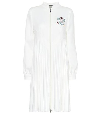 Embroidered technical jersey dress