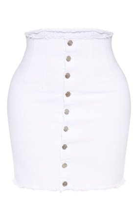 Shape Light Wash Button Front Seam Denim Skirt | PrettyLittleThing