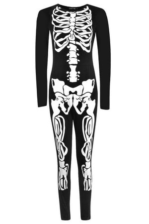 Halloween Skeleton Print Jumpsuit | Boohoo