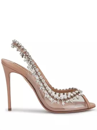 Aquazzura Temptation crystal-embellished peep-toe Sandals