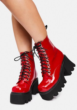 Lamoda Red Run To Me Platform Boots – Dolls Kill