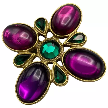 1928 Jewelry Purple Cabochon Pin Brooch : Pish Posh Vintage | Ruby Lane