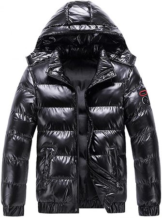 Amazon.com: HGOOGY Mens Shiny Down Coat Removable Hood Winter Thicken Warmth Puffer Jacket Fashion Waterproof Parka Coat Outerwear : Sports & Outdoors