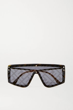 Tortoiseshell D-frame gold-tone and acetate mirrored sunglasses | Fendi | NET-A-PORTER