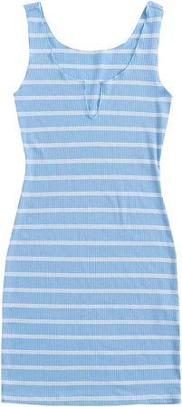 Amazon.com: Floerns Women's Casual Sleeveless Striped Tank Bodycon Dress Blue M : Clothing, Shoes & Jewelry