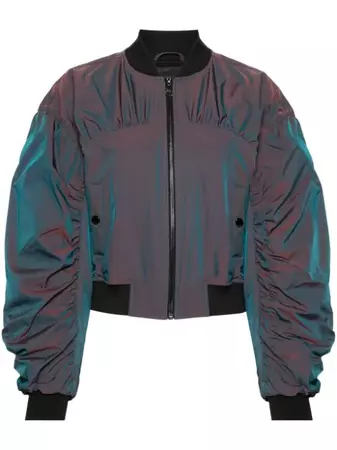 Karl Lagerfeld Ruched Iridescent Bomber Jacket - Farfetch