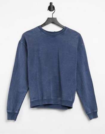 Topshop acid wash sweatshirt in blue | ASOS