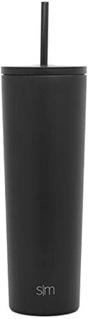 Amazon.com | Simple Modern Insulated Tumbler with Straw Lid and Flip Lid | Travel Coffee Mug Reusable Cup | Gifts For Men, Women, Mom, Dad | Classic Collection | 28oz | Midnight Black: Tumblers & Water Glasses